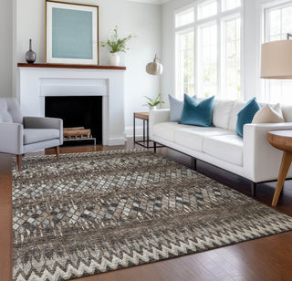 Piper Looms Mayfield Chevron Argyle AMF38 Brown Machine Washable Area Rug Lifestyle Image Feature