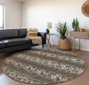 Piper Looms Mayfield Chevron Argyle AMF38 Brown Machine Washable Area Rug Round Lifestyle Image Feature