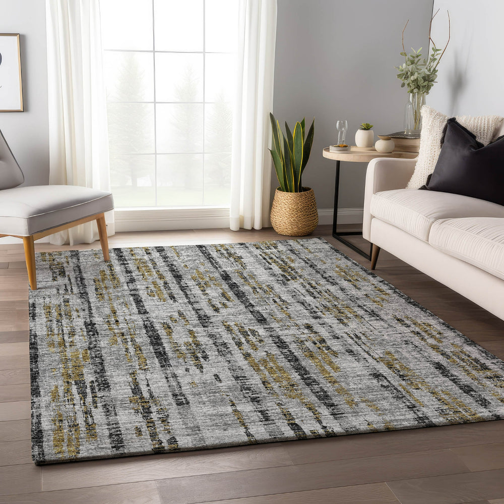 Piper Looms Mayfield Broken Bars AMF39 Silver Machine Washable Area Rug Lifestyle Image Feature