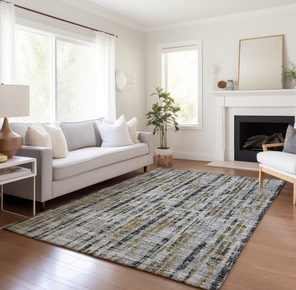 Piper Looms Mayfield Broken Bars AMF39 Silver Machine Washable Area Rug Lifestyle Image Feature