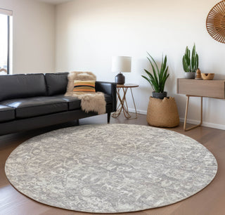 Piper Looms Mayfield Serpentine AMF40 Gray Machine Washable Area Rug Round Lifestyle Image Feature