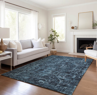 Piper Looms Mayfield Tribal Medallion AMF41 Navy Machine Washable Area Rug Lifestyle Image Feature