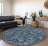 Piper Looms Mayfield Tribal Medallion AMF41 Navy Machine Washable Area Rug Round Lifestyle Image Feature