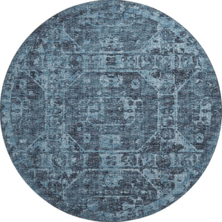 Piper Looms Mayfield Tribal Medallion AMF41 Navy Machine Washable Area Rug Round Main Image