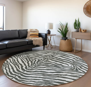 Piper Looms Mayfield Zebra AMF42 Gray Machine Washable Area Rug Round Lifestyle Image Feature