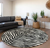 Piper Looms Mayfield Zebra AMF42 Pearl Machine Washable Area Rug Round Lifestyle Image Feature