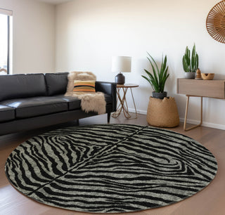 Piper Looms Mayfield Zebra AMF42 Shadow Machine Washable Area Rug Round Lifestyle Image Feature