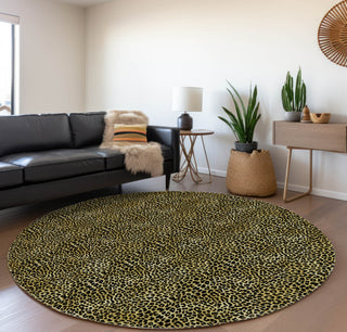 Piper Looms Mayfield Leopard AMF43 Gilded Machine Washable Area Rug Round Lifestyle Image Feature