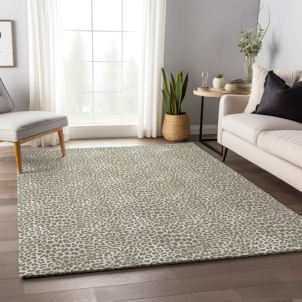 Piper Looms Mayfield Leopard AMF43 Taupe Machine Washable Area Rug Lifestyle Image Feature