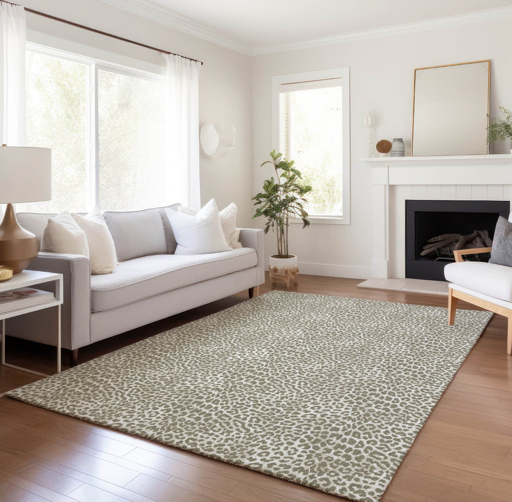 Piper Looms Mayfield Leopard AMF43 Taupe Machine Washable Area Rug Lifestyle Image Feature