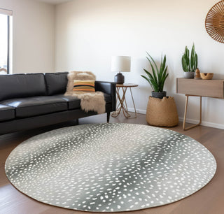 Piper Looms Mayfield Antelope AMF44 Gray Machine Washable Area Rug Round Lifestyle Image Feature