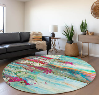 Piper Looms Mayfield Abstract AMF47 Melody Machine Washable Area Rug Round Lifestyle Image Feature