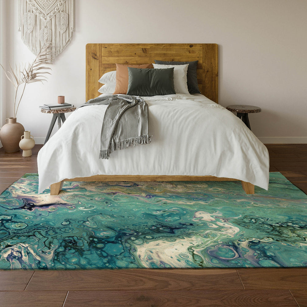Piper Looms Mayfield Abstract AMF49 Seaglass Machine Washable Area Rug Lifestyle Image Feature