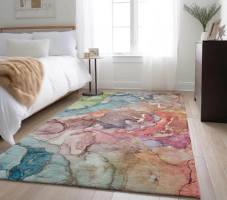 Piper Looms Mayfield Watercolors AMF500 Blue Machine Washable Area Rug Lifestyle Image Feature