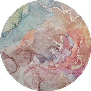 Piper Looms Mayfield Watercolors AMF500 Blue Machine Washable Area Rug Round Main Image