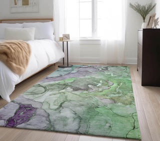 Piper Looms Mayfield Watercolors AMF500 Green Machine Washable Area Rug Lifestyle Image Feature
