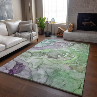 Piper Looms Mayfield Watercolors AMF500 Green Machine Washable Area Rug Lifestyle Image Feature