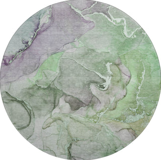 Piper Looms Mayfield Watercolors AMF500 Green Machine Washable Area Rug Round Main Image