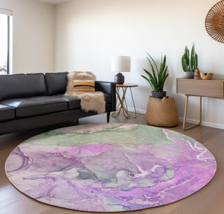 Piper Looms Mayfield Watercolors AMF500 Purple Machine Washable Area Rug Round Lifestyle Image Feature