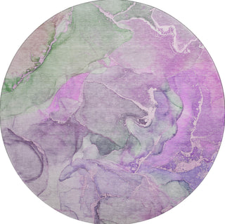 Piper Looms Mayfield Watercolors AMF500 Purple Machine Washable Area Rug Round Main Image