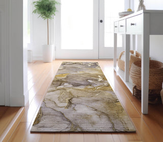 Piper Looms Mayfield Watercolors AMF500 Taupe Machine Washable Area Rug Runner Lifestyle Image Feature