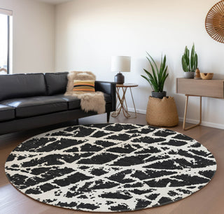 Piper Looms Mayfield Organic AMF501 Black Machine Washable Area Rug Round Lifestyle Image Feature