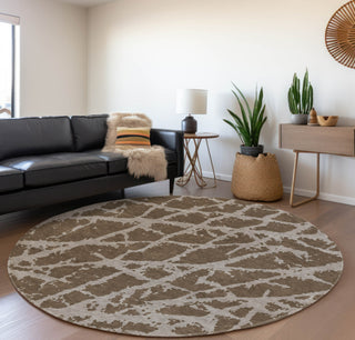 Piper Looms Mayfield Organic AMF501 Brown Machine Washable Area Rug Round Lifestyle Image Feature