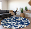 Piper Looms Mayfield Organic AMF501 Navy Machine Washable Area Rug Round Lifestyle Image Feature