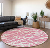 Piper Looms Mayfield Organic AMF501 Pink Machine Washable Area Rug Round Lifestyle Image Feature