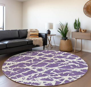 Piper Looms Mayfield Organic AMF501 Purple Machine Washable Area Rug Round Lifestyle Image Feature