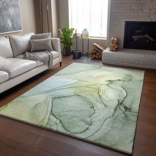 Piper Looms Mayfield Watercolors AMF502 Green Machine Washable Area Rug Lifestyle Image Feature