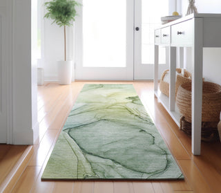 Piper Looms Mayfield Watercolors AMF502 Green Machine Washable Area Rug Runner Lifestyle Image Feature