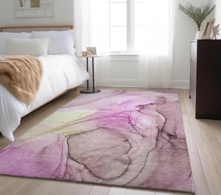 Piper Looms Mayfield Watercolors AMF502 Pink Machine Washable Area Rug Lifestyle Image Feature