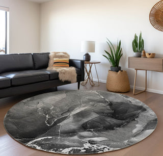Piper Looms Mayfield Watercolors AMF503 Gray Machine Washable Area Rug Round Lifestyle Image Feature