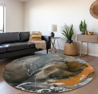 Piper Looms Mayfield Watercolors AMF503 Orange Machine Washable Area Rug Round Lifestyle Image Feature