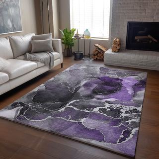 Piper Looms Mayfield Watercolors AMF503 Purple Machine Washable Area Rug Lifestyle Image Feature