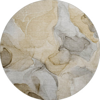 Piper Looms Mayfield Watercolors AMF504 Brown Machine Washable Area Rug Round Main Image