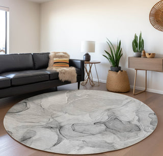 Piper Looms Mayfield Watercolors AMF504 Gray Machine Washable Area Rug Round Lifestyle Image Feature