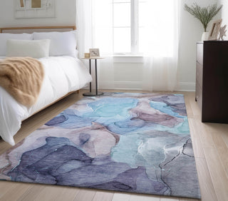 Piper Looms Mayfield Watercolors AMF504 Navy Machine Washable Area Rug Lifestyle Image Feature
