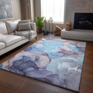 Piper Looms Mayfield Watercolors AMF504 Navy Machine Washable Area Rug Lifestyle Image Feature