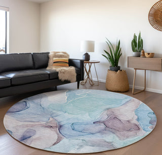 Piper Looms Mayfield Watercolors AMF504 Navy Machine Washable Area Rug Round Lifestyle Image Feature