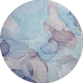 Piper Looms Mayfield Watercolors AMF504 Navy Machine Washable Area Rug Round Main Image