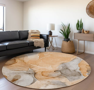 Piper Looms Mayfield Watercolors AMF504 Orange Machine Washable Area Rug Round Lifestyle Image Feature