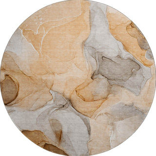 Piper Looms Mayfield Watercolors AMF504 Orange Machine Washable Area Rug Round Main Image