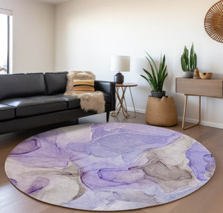 Piper Looms Mayfield Watercolors AMF504 Purple Machine Washable Area Rug Round Lifestyle Image Feature