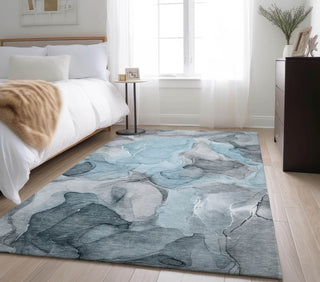 Piper Looms Mayfield Watercolors AMF504 Teal Machine Washable Area Rug Lifestyle Image Feature