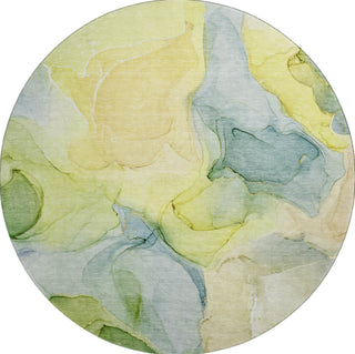 Piper Looms Mayfield Watercolors AMF504 Yellow Machine Washable Area Rug Round Main Image