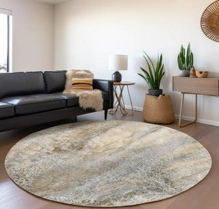Piper Looms Mayfield Watercolors AMF505 Beige Machine Washable Area Rug Round Lifestyle Image Feature