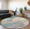 Piper Looms Mayfield Watercolors AMF505 Blue Machine Washable Area Rug Round Lifestyle Image Feature