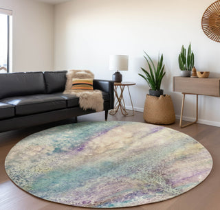 Piper Looms Mayfield Watercolors AMF505 Blue Machine Washable Area Rug Round Lifestyle Image Feature